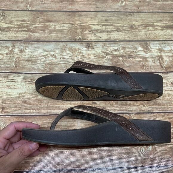 Olukai Ola Dark Java Dark Java Wedge Sandal Women's Size 8 EU 43 - Picture 3 of 11